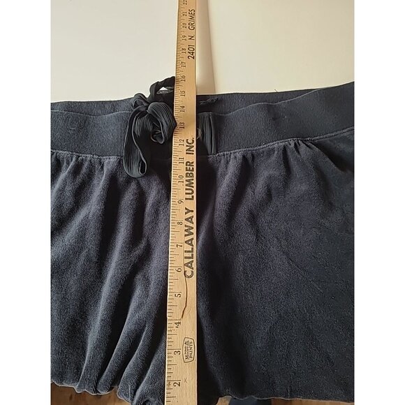 Merona Womens Track Suit 2pc Size 28W Black Velour Polyester Tie Pants Hood - Picture 12 of 16